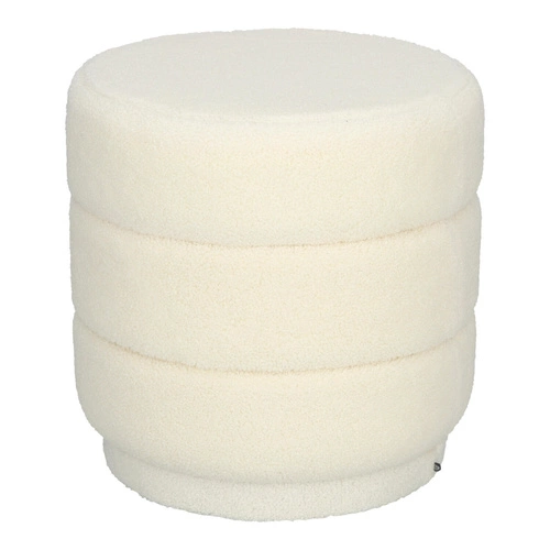 Moderní bílý kulatý taburet Sinan čalouněný do obýváku a předsíně Atmosphera 40 cm