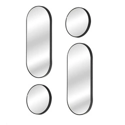 Sada závěsných zrcadel Deco Round Intesi kulatých a oválných do předsíně v černém rámu