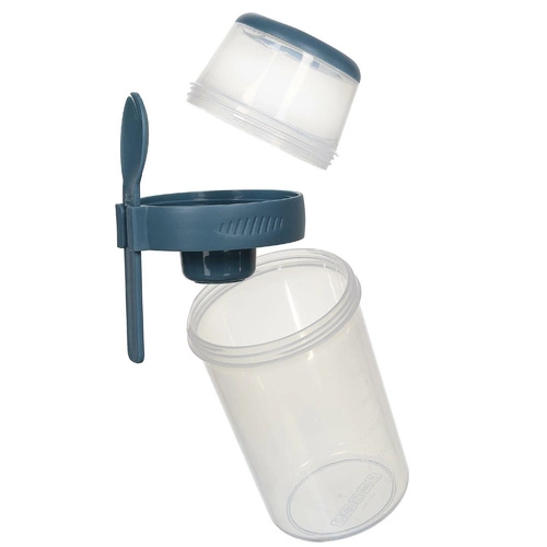 Lunchbox Intesi modrý s 3 přihrádkami do školy nebo do práce, moderní svačinový box 1,04 l