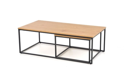 Sada 2v1 loftových konferenčních stolků Moxford dub zlatý a černý do obýváku