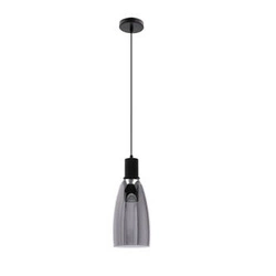 Udin velká černá závěsná lampa 1x15W GU10 šedé stínítko