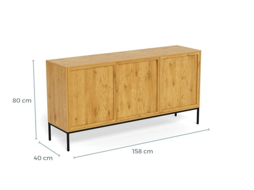 Komoda Palmdale dub přírodní černá 158 cm moderní do obývacího pokoje