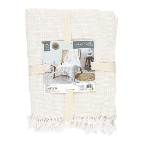 Bavlněná deka Waffle Intesi bílá 130x160 cm hřejivý pléd na postel a pohovku