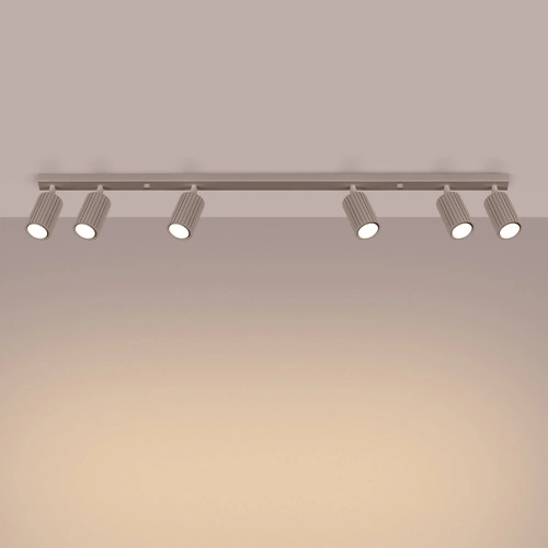 Stropní svítidlo KARBON 6L moderní béžové hliníkové do obýváku a kuchyně nastavitelné