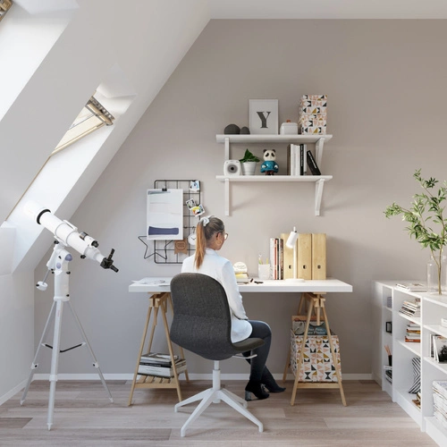 Stolní lampa RING bílá moderní s nastavitelným úhlem do kanceláře a ložnice kovová SOLLUX