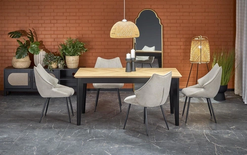 Rozkládací jídelní stůl Manavi 240 cm přírodní dub černé nohy moderní