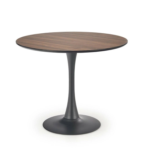 Kulatý jídelní stůl Malta 90 cm moderní ořech na černé noze Intesi