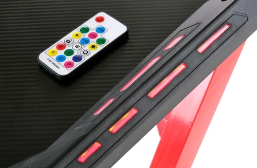 Herní stůl Intesi Gamer černý s červeným LED moderní pracovní 122x60 cm
