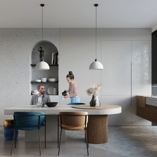 Betonové závěsné svítidlo PABLITO šedé moderní do obýváku a jídelny Sollux 30 cm