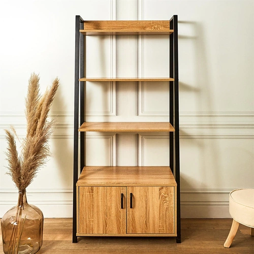 Knihovna loftová kovová s policemi a skříňkami do obýváku a kanceláře 160 cm