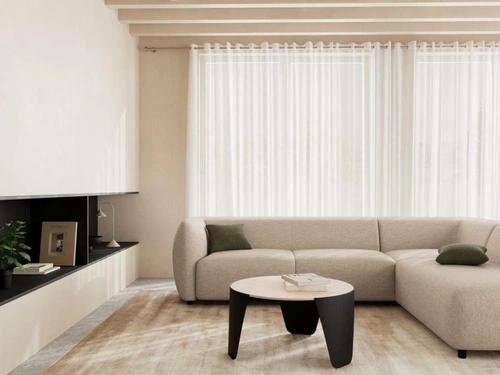 Konferenční stolek Altea kulatý travertin 80 cm moderní do obýváku