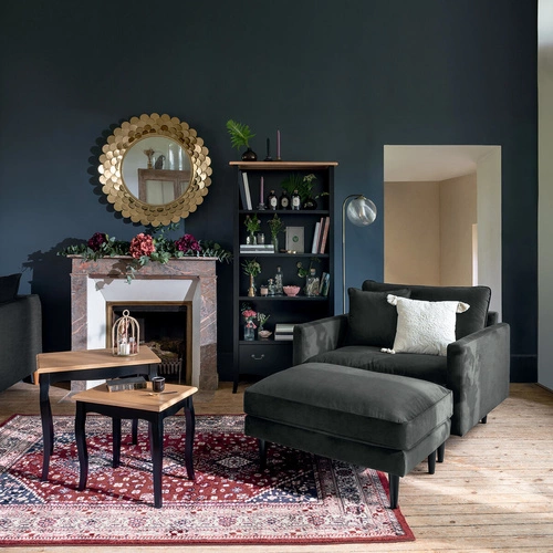 Relaxační křeslo Candice XL tmavě zelený sametový do obýváku moderní s područkami Atmosphera