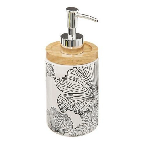 Dávkovač mýdla Blackflora 400 ml moderní bílo-černý do koupelny MDF