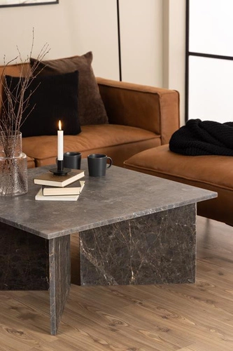 Mramorový čtvercový konferenční stolek Vega 90x90 cm hnědý moderní do obýváku Actona