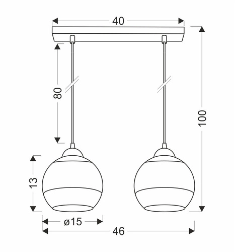 Závěsná lampa Contessa černá 2x40 E27 zlaté stínítko