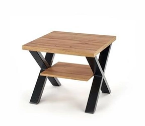 Konferenční stolek Venom S dubový čtvercový s policí moderní loft do obýváku 65x65 cm