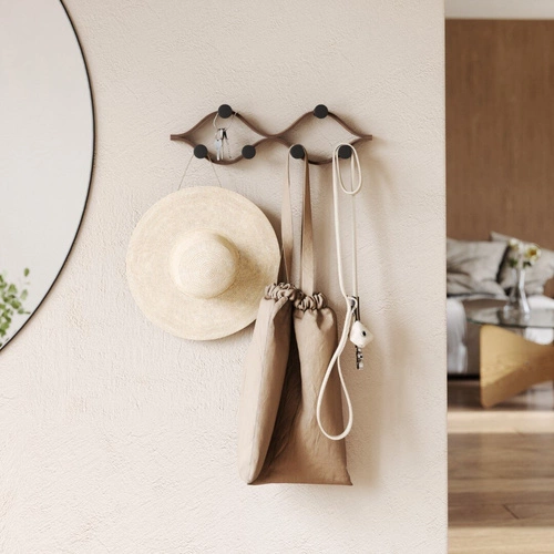 Umbra Montage moderní nástěnný věšák do předsíně dřevěný 6 háčků ořech černý