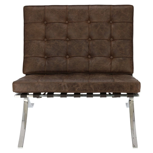 Kožené relaxační křeslo BA1 inspirované Barcelona hnědé do obýváku moderní retro