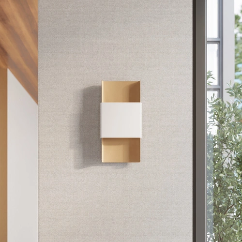 Moderní nástěnné svítidlo DURLIN zlaté a bílé SOLLUX LIGHTING do obýváku a ložnice 40 cm