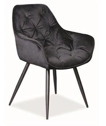 Čalouněná jídelní židle Cheer Velvet černá s područkami do jídelny a obýváku sametová Intesi