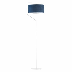 Stojací lampa do obýváku TESALLIA modrá sametová s elegantním stínidlem moderní Lysne 156 cm
