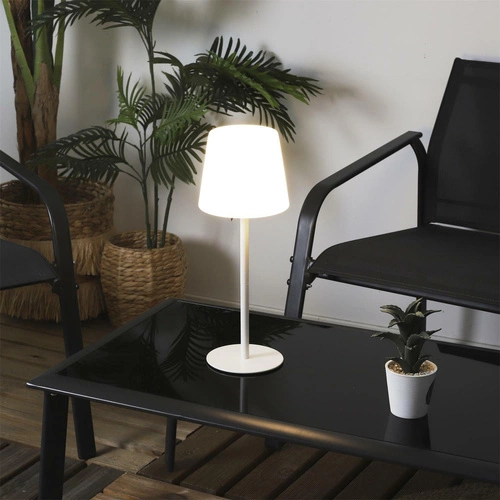 Intesi moderní bílá stolní LED lampa USB bezdrátová do obýváku a na terasu