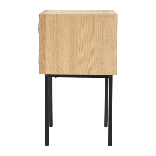 Noční stolek s ratanovými dvířky 40 cm přírodní boho industriální