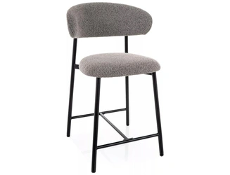 Barová židle Pasco Slim čalouněná šedá s opěrkou do kuchyně 61 cm