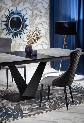 Rozkládací jídelní stůl Vinstron moderní šedá deska černé nohy 180–230 cm Intesi