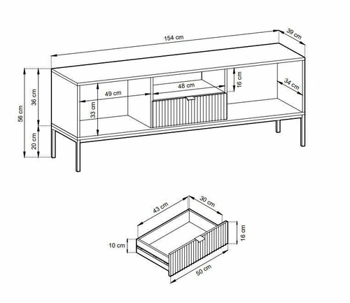 Televizní stolek Delicious bílý rýhovaný 154 cm na zlatých nohách moderní do obýváku Intesi