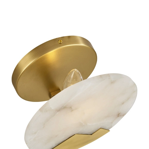 Nástěnné svítidlo MARMO bílý mramor a zlatá mosaz 20 cm moderní do obývacího pokoje