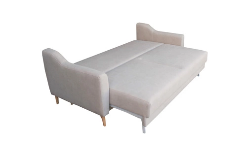 Rozkládací pohovka Bouley pro 3 osoby s úložným prostorem a funkcí spaní béžová do obýváku