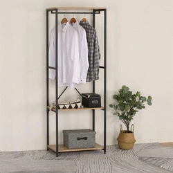 Lukis moderní stojanový věšák do předsíně s policemi loft kov černý hnědý Intesi