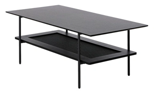 Konferenční stolek Pensacola obdélníkový černý dub s policí do obývacího pokoje