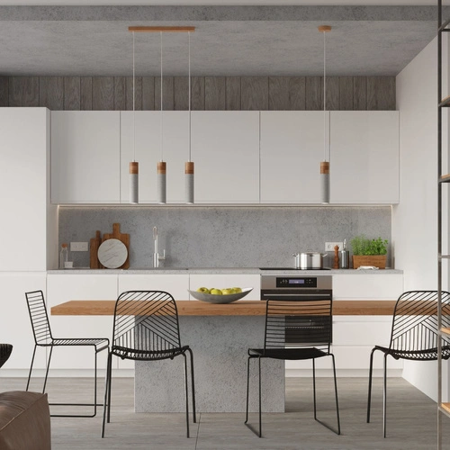 Závěsné svítidlo ZANE 3 šedé moderní betonové nad jídelní nebo kuchyňský stůl