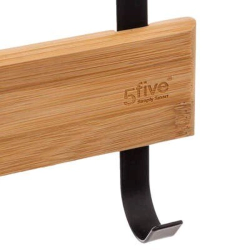 Nástěnný bambusový věšák na dveře Natureo 5five černý do předsíně a koupelny