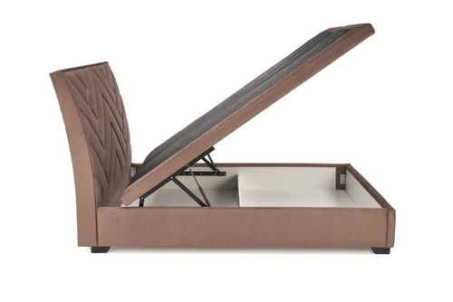 Čalouněná kontinentální postel 160x200 béžová s úložným prostorem do ložnice Intesi