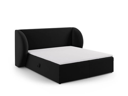 Čalouněná postel Miley černý samet 140x200 s úložným prostorem do ložnice glamour