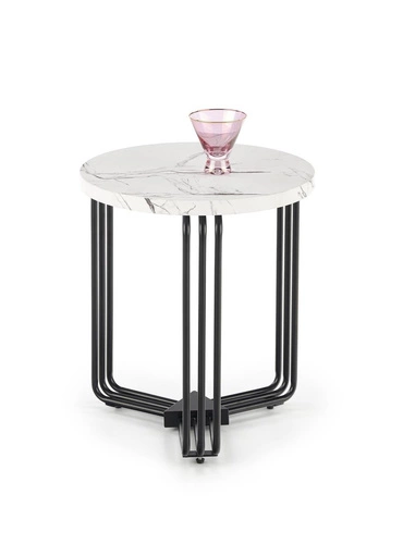 Konferenční stolek Lintica kulatý bílý mramor moderní loft do obýváku Intesi 40 cm