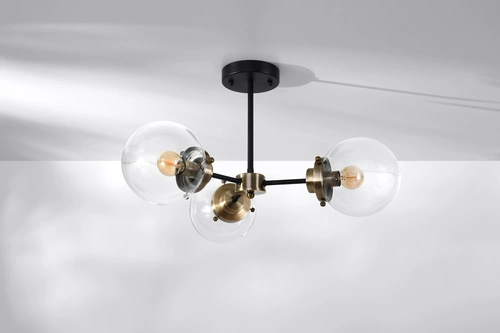 Stropní svítidlo Lens černé skleněné 3bodové do obýváku a jídelny CANDELLUX