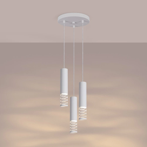 Moderní závěsné svítidlo LAMI 3P bílý kov do obýváku a kuchyně spirálový design