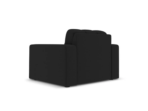 Moderní černé křeslo ušák Justin do obýváku z područky, snadno čistitelný samet