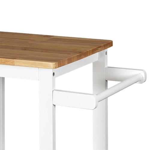 Intesi Bish bílý dvoupatrový kuchyňský vozík na kolečkách z MDF do kuchyně a jídelny