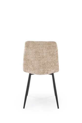 Čalouněná jídelní židle Pilew béžová moderní s opěrkou na černých nohách Intesi