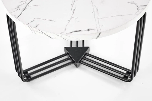 Konferenční stolek Lintica kulatý bílý mramor moderní do obýváku na kovové podstavě Intesi