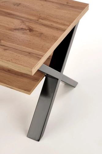 Konferenční stolek Venom S dubový čtvercový s policí moderní loft do obýváku 65x65 cm