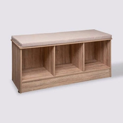 Čalouněná lavice s policemi Kali přírodní skandinávská do předsíně a ložnice 105 cm