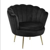 Čalouněné křeslo Korab VIC samet černý glamour do obýváku na zlatých nohách Intesi