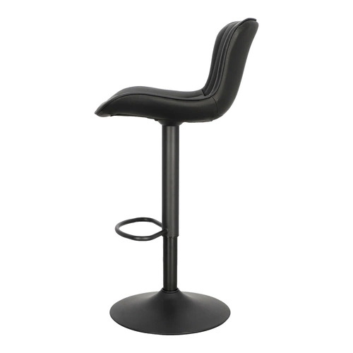 Barová židle Tessa černá moderní s opěrkou, výškově nastavitelná, otočná k kuchyňskému ostrůvku, ekokůže Intesi