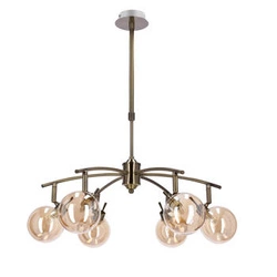 Závěsné svítidlo Lentini moderní zlaté 6ramenné do obýváku a ložnice skleněné